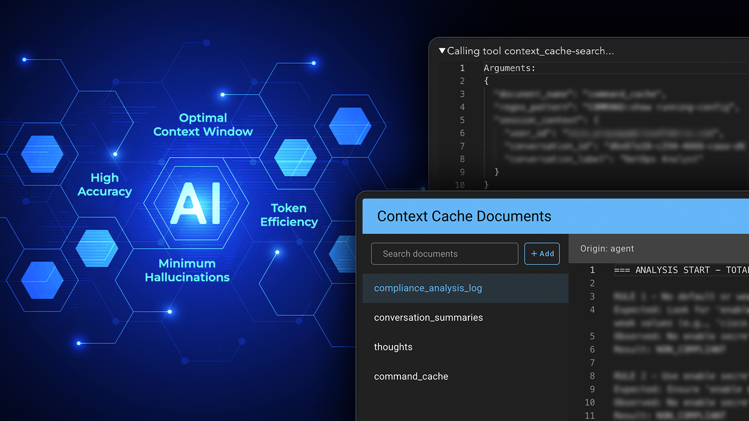 Smart context management caching data so LLMs can work across very large datasets